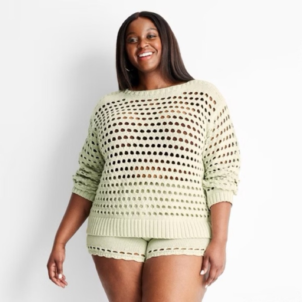 Future Collective Open Stitch Mint Sweater